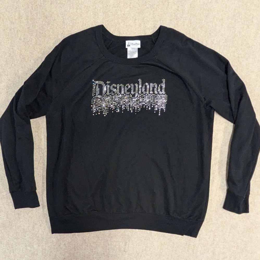 Black Disneyland Parks Lightweight Sweatshirt Women's Xl Rhinestone Details